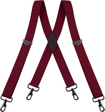 Buyless Fashion Suspenders for Men - 48" Adjustable Straps 1 1/4" - X Back with Black Hooks
