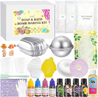 JUYRLE Bath Bomb Making Kit- 30Pcs DIY Bath Bomb Making Kit for Kids, Make Your Own SPA Products, Soap Making Set, with Silicone Molds Soap & Shower Bomb Supplies Gifts for Girls Women