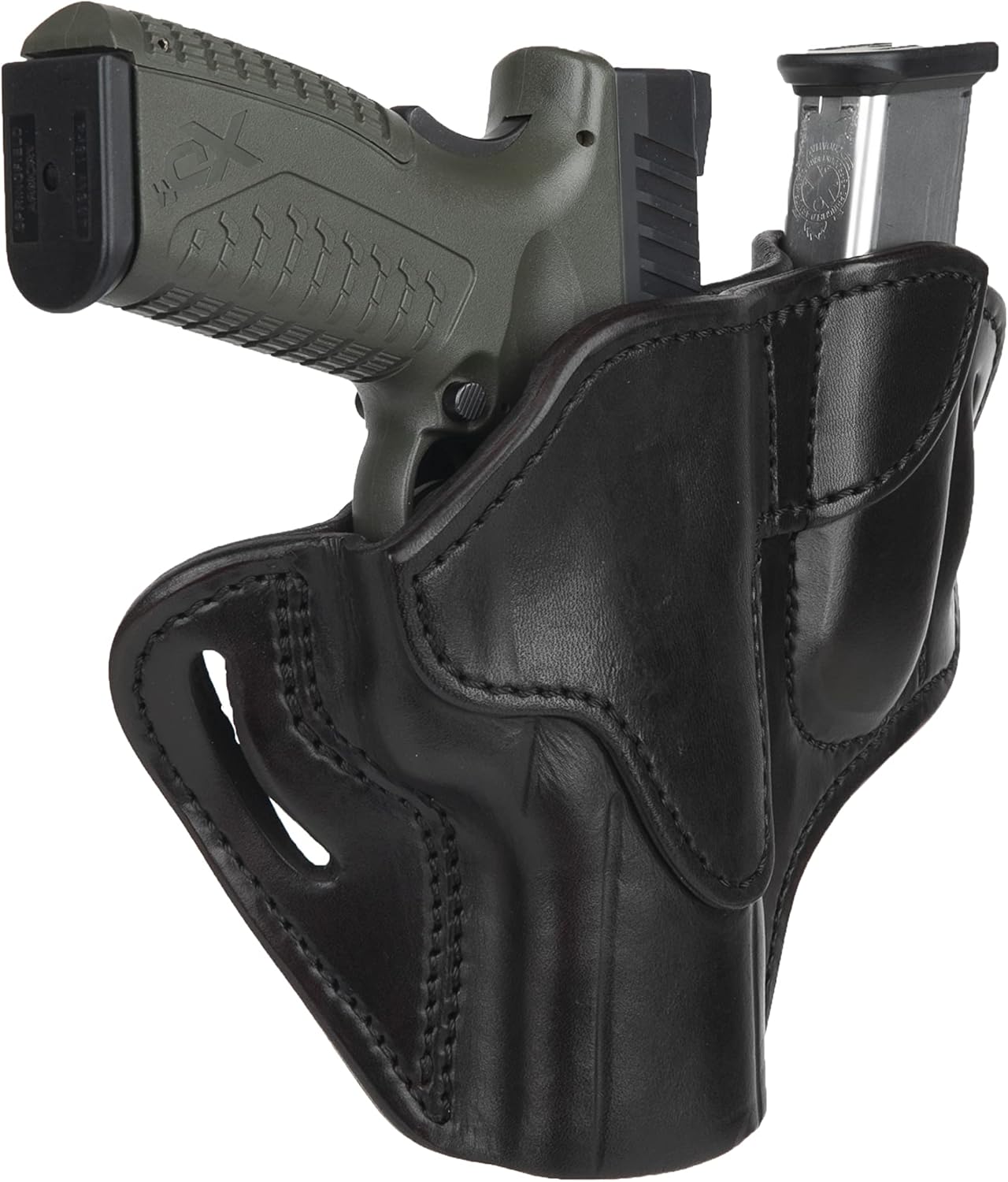 1791 GUNLEATHER P320 Holster, OWB Leather Gun and Magazine Belt Holster. Compatible with Sig P320, SP2022, P227, Beretta, Springfield, HK and Most Large Frame Pistols