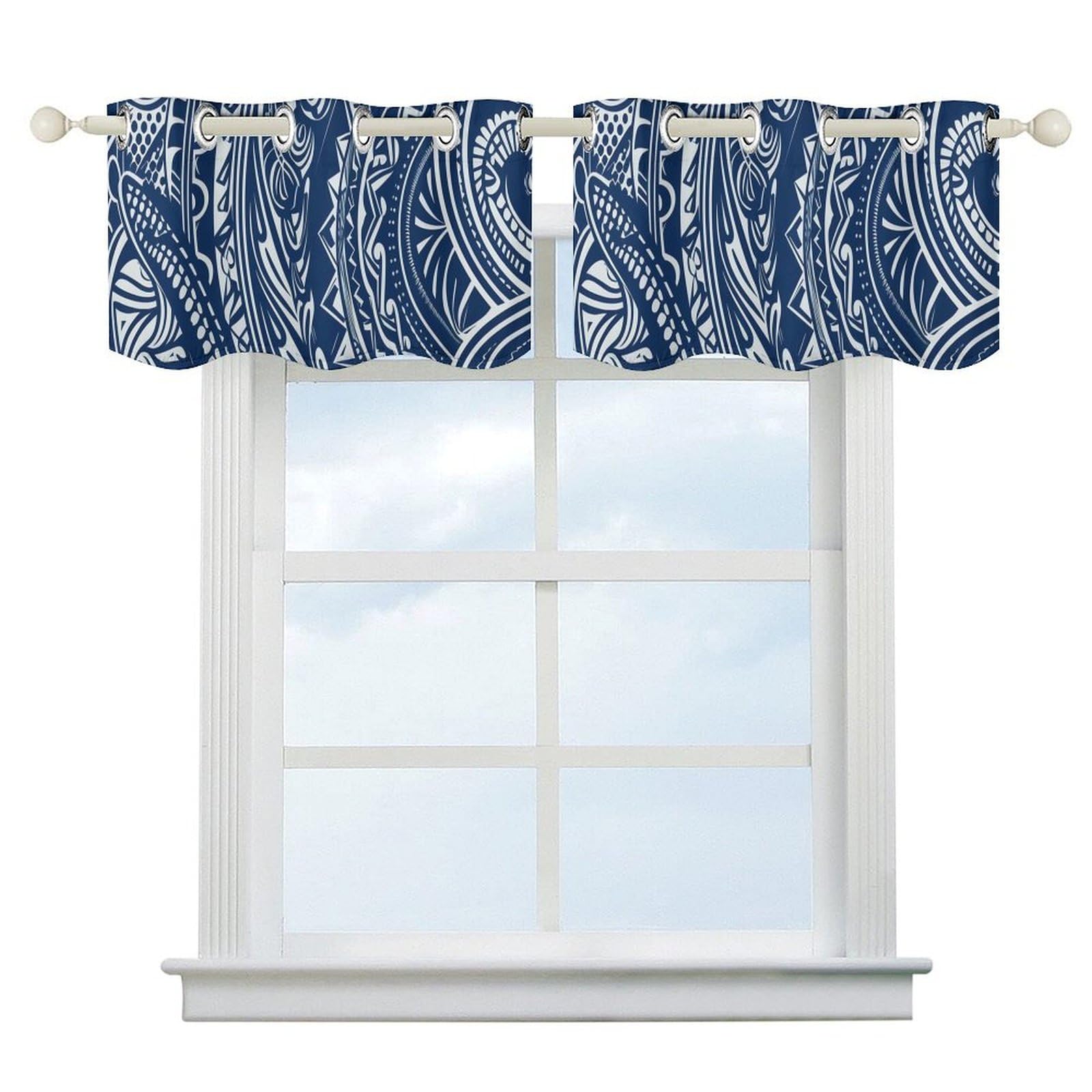 Rideaux de cuisine anti-chaleur et soleil bleu maori