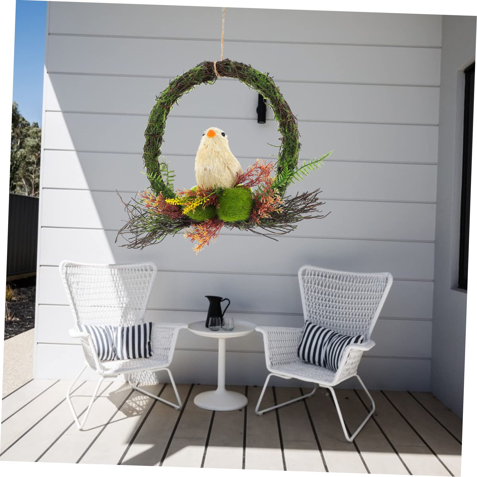 OUNONA 2stücke Rattan Hängehänger Mit Vögeln Weihnachtsornament Für Tür Und Dekorative Girlande Für Wohnräume Und Feiern Hochwertige Handwerkskunst Langlebig Und Vielseitig