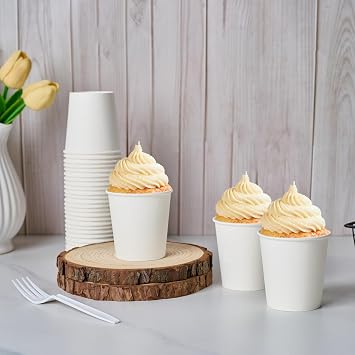 LITOPAK 300 Count 6 oz Paper Cups, Disposable White Paper Coffee Cups | Bulk oversized packaging, food-grade, DIY design, for commercial, home, office, store, school, hot or cold beverages