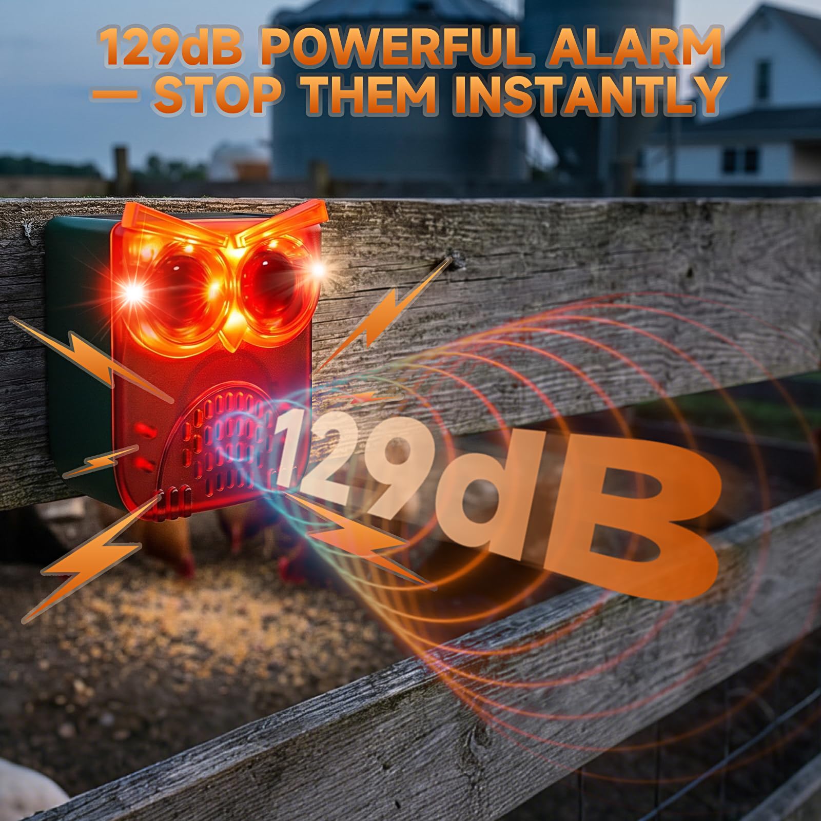 Alarme solaire d'extérieur avec détecteur de mouvement 130 dB - 130 dB - 13 sons de boucle pour éviter l'habitude - 4 modes de travail - Alarme résistante aux intempéries IP55 pour la maison, la villa