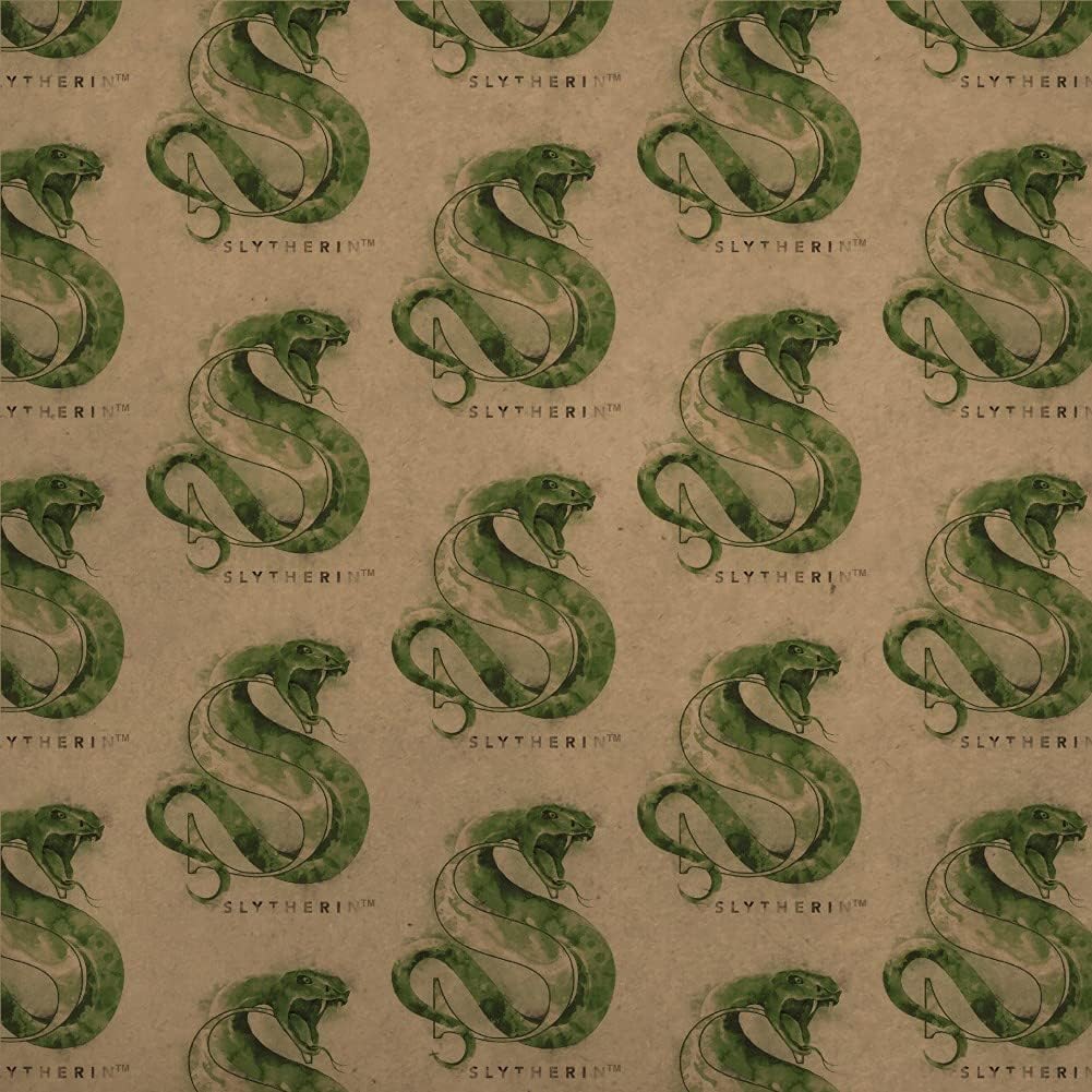 GRAPHICS & MORE Harry Potter Slytherin Watercolor Crest Premium Kraft Roll Gift Wrap Wrapping Paper