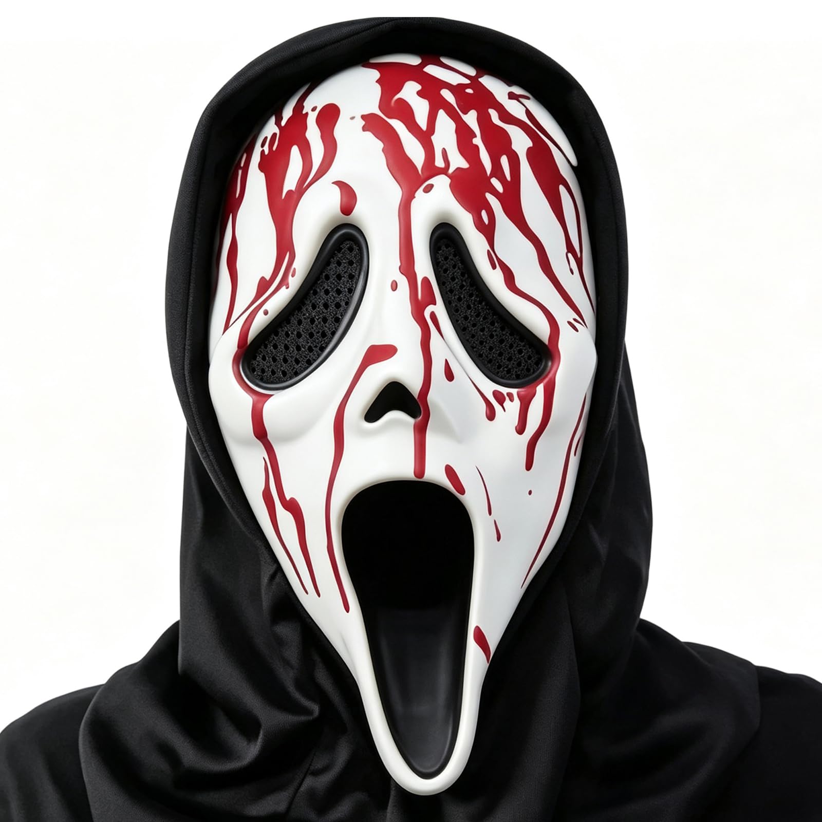 AONAT Halloween Mask Horror Mask with Hood,Scary Ghost Mask for Adults,Creepy Halloween Costume Accessories,Ghost Costume Mask for Fancy Dress Party,Cosplay,Masquerade,Carnival and Haunted House,03