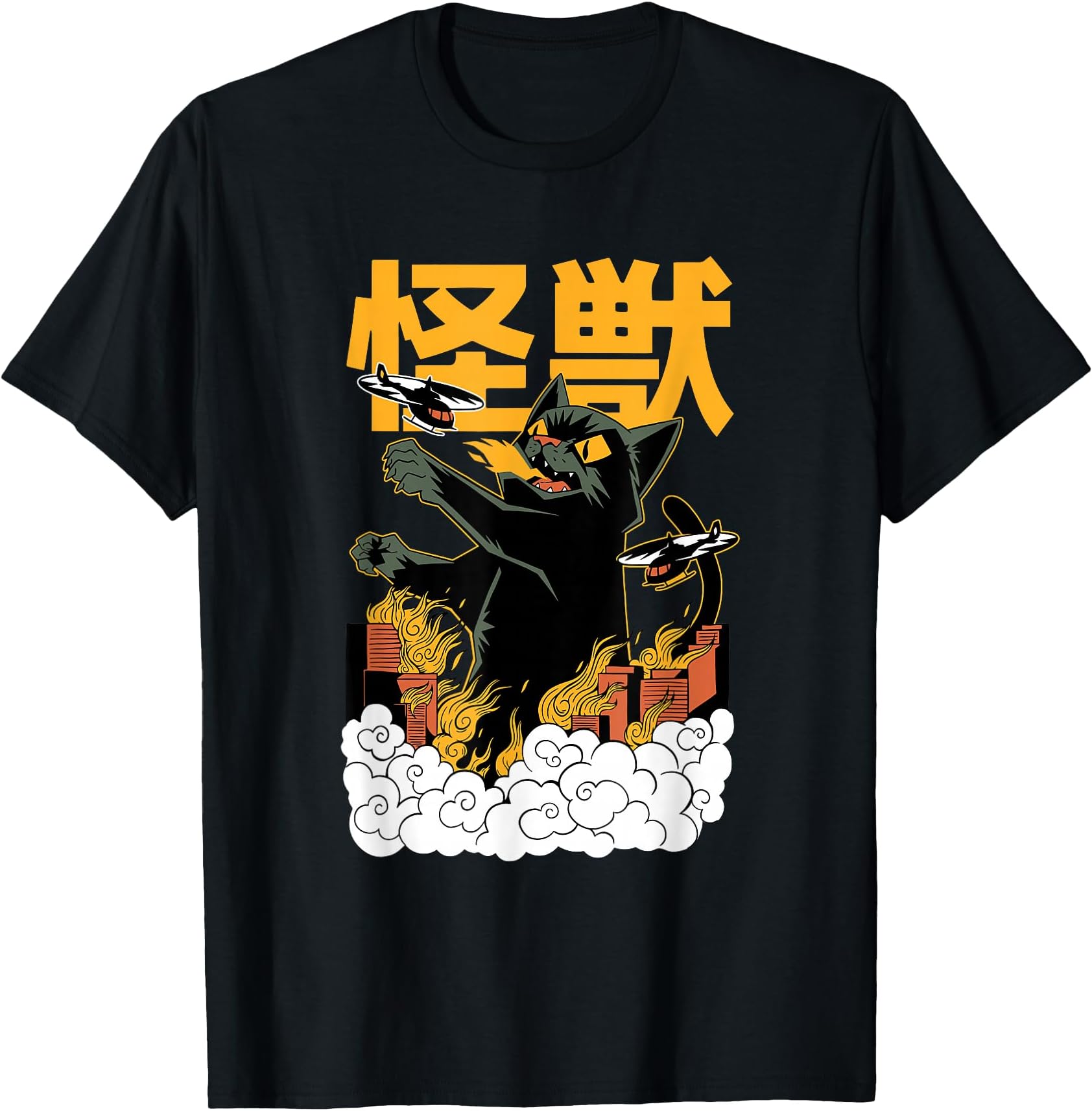 Giant Kaiju Monster Cat | Funny Japanese Anime Style Graphic T-Shirt