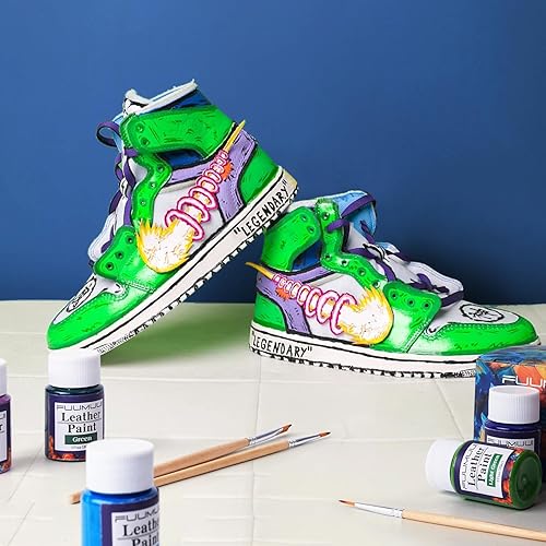 Miniatura 9 de Kit de pintura acrílica de cuero de 12 colores para zapatos, tenis, sofás, bolsos, asiento de automóvil, juego de tinte acrílico para cuero con