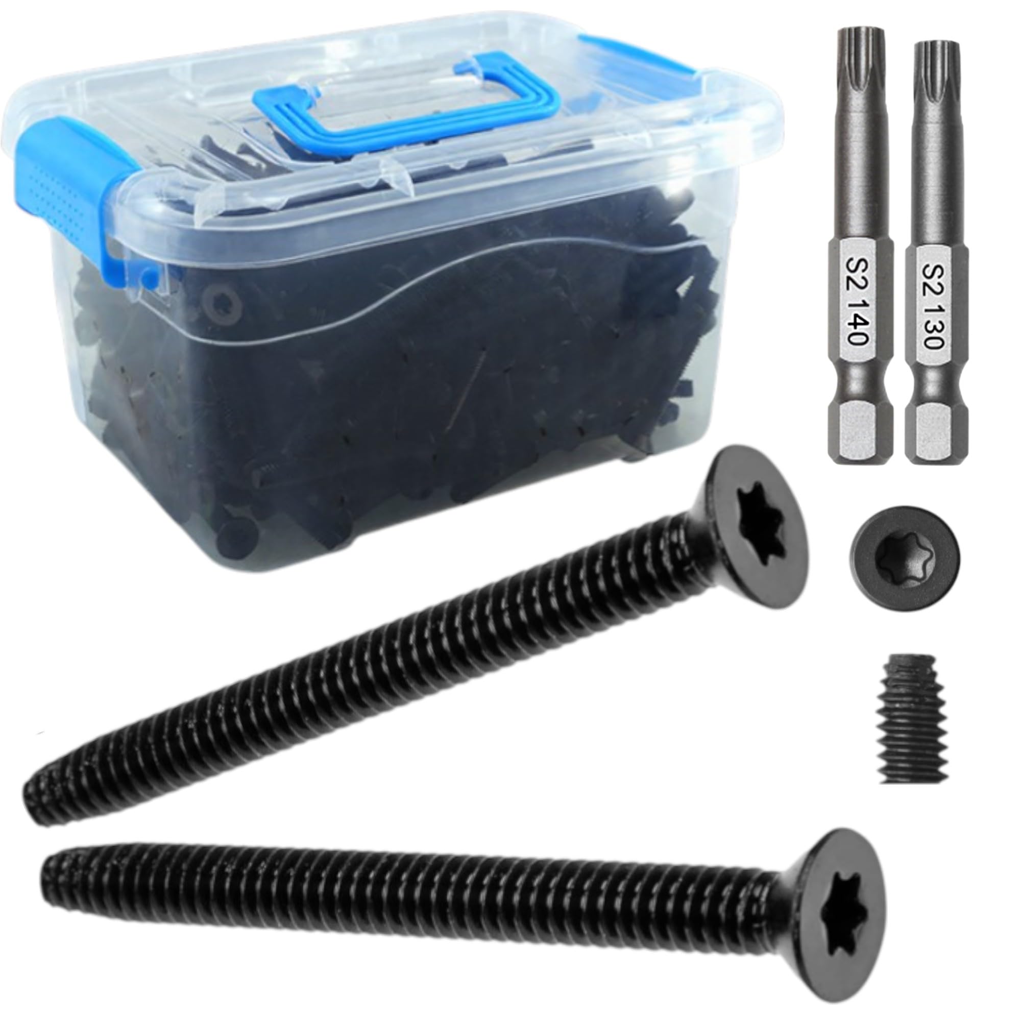 CNQLIS 100 Qty 5/16-18 x 2-1/2" Trailer Deck Screws Self Tapping, for Trailer Decks|Black Phosphate Finish | T40 Star Drive | Type F