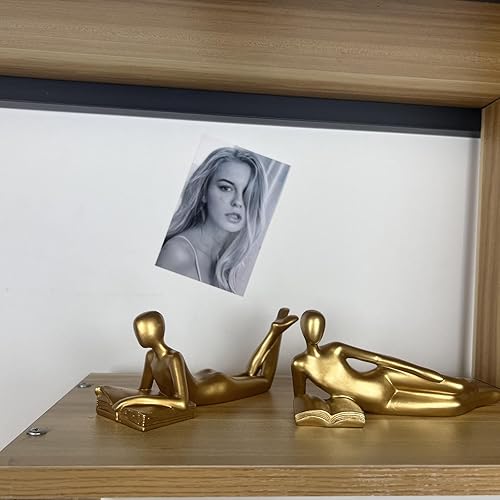 Miniatura 4 de ZheJiu Estatua de lectura, escultura abstracta, estatuas de resina para decoración del hogar, estante moderno de oficina en el hogar, estantería de