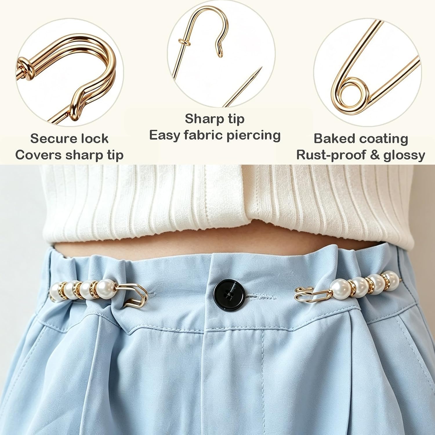 20PCS Brooch Safety Pins for Clothes Pant Waist Tightener for Women