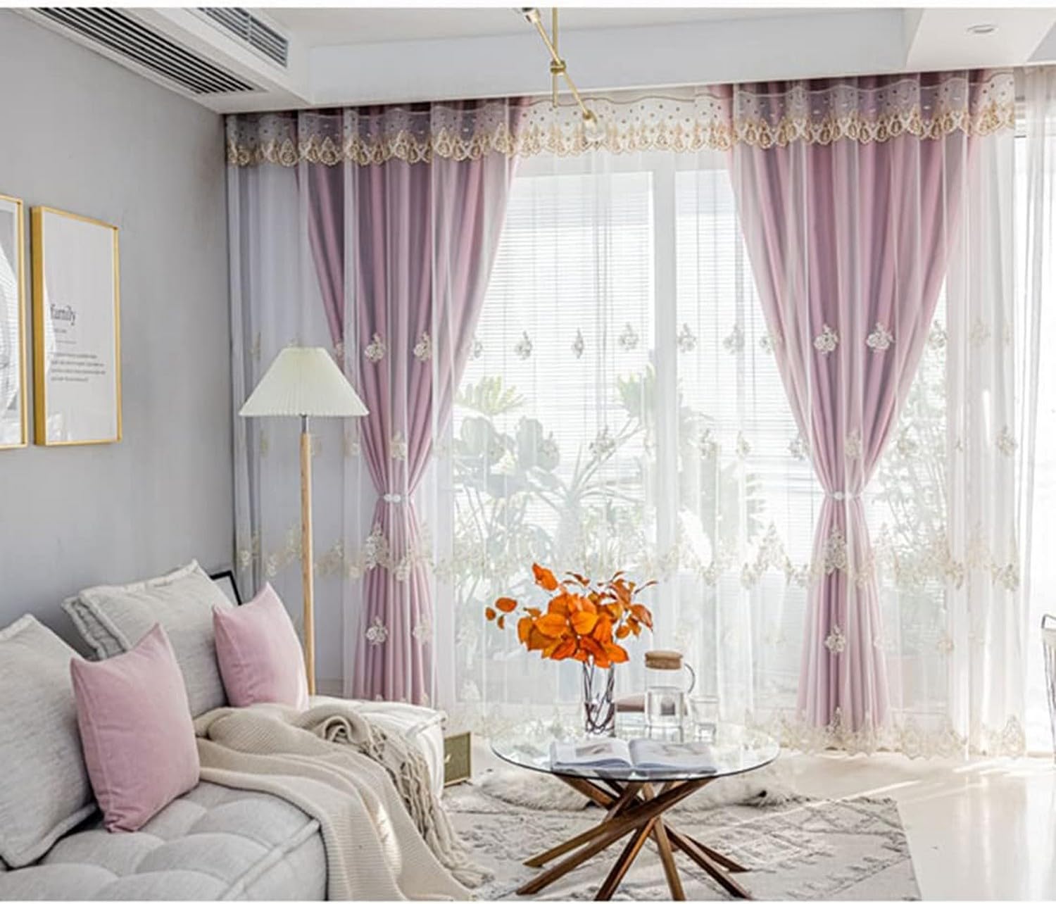 Cortinas Transparentes De Hojas Blancas Para Sala De Estar 213 Cm De Largo Con Ojales En La Parte Superior Con Bordado Floral De Hojas Para Dormitorio 132 X 213 Cm 2 Paneles