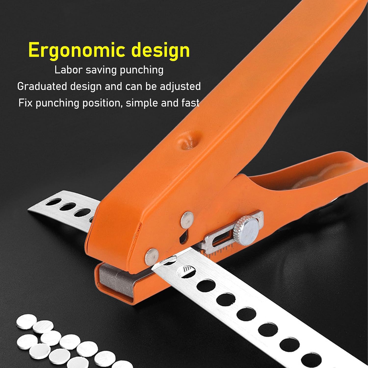Single Hole Punch, Heavy Duty Handheld Paper Hole Puncher, Edges Banding Pliers Punching Tool for Paper PVC Cards Hard Film Thin Wood 10mm Flat Oblique Opening