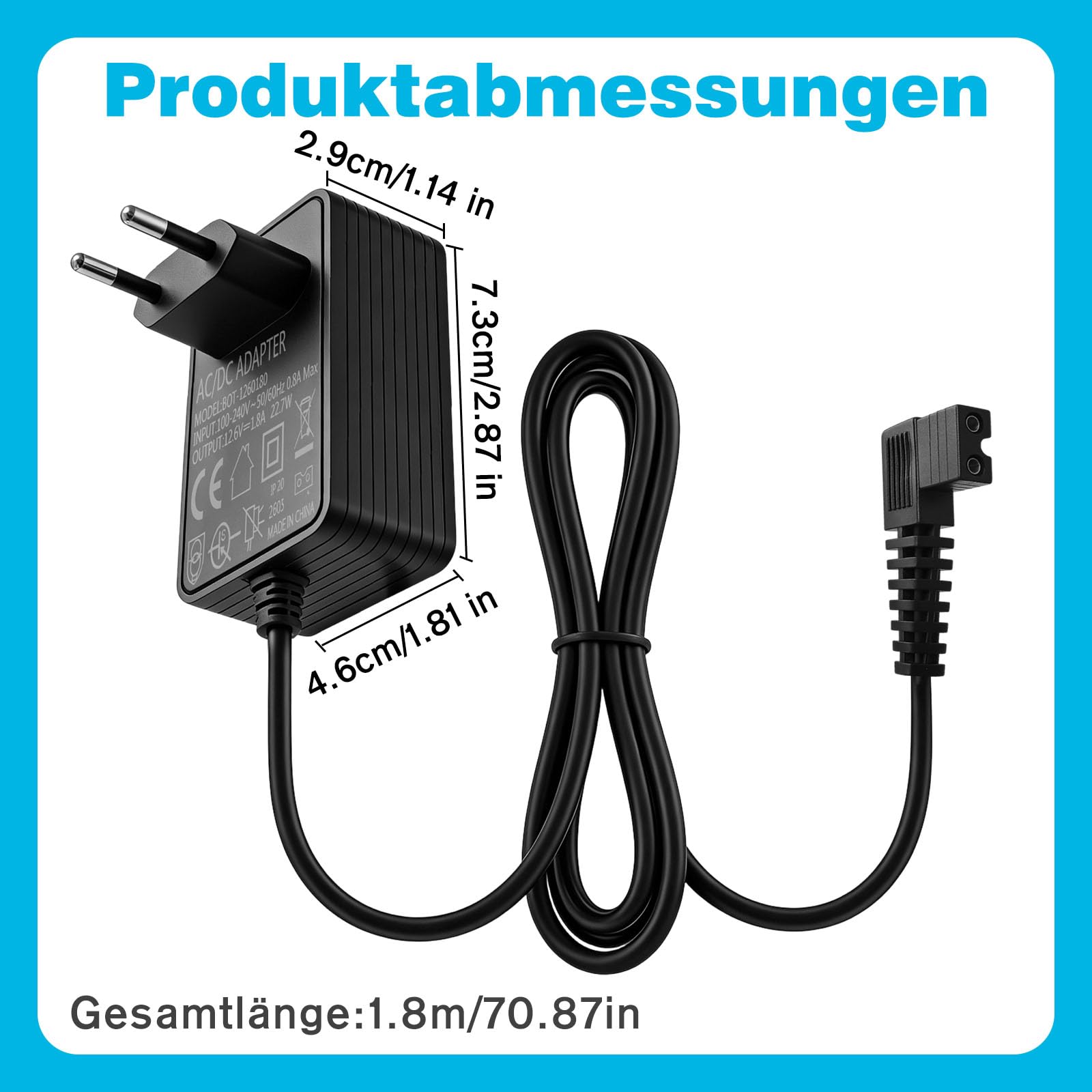 Caricatore per robot da piscina, 12,6 V, per Steinbach, Poolrunner Battery Basic 2.0, alimentatore di rete, corrente costante con luce rotante