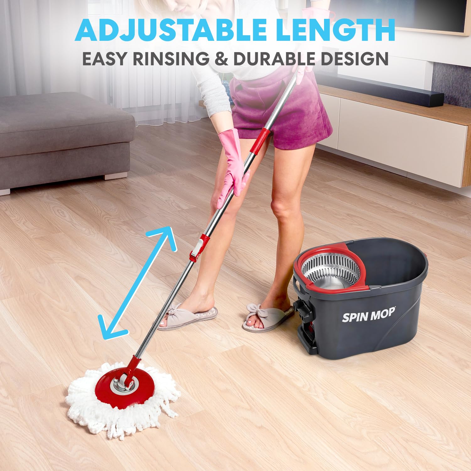 SIMPLI-Magic 79349 Spin Mop Cleaning System with 3 Microfiber Mop