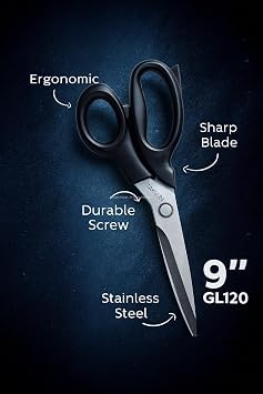 Taksun Paslanmaz Çelik Makas, GL120, Keskin Bıçak, Ofis, Okul Kullanımı, Çok Amaçlı, Dayanıklı Vidalı Yapı, Ergonomik, Hassas Kağıt, Karton, Kumaş Kesimi, Profesyonel Terzi Makası, 9