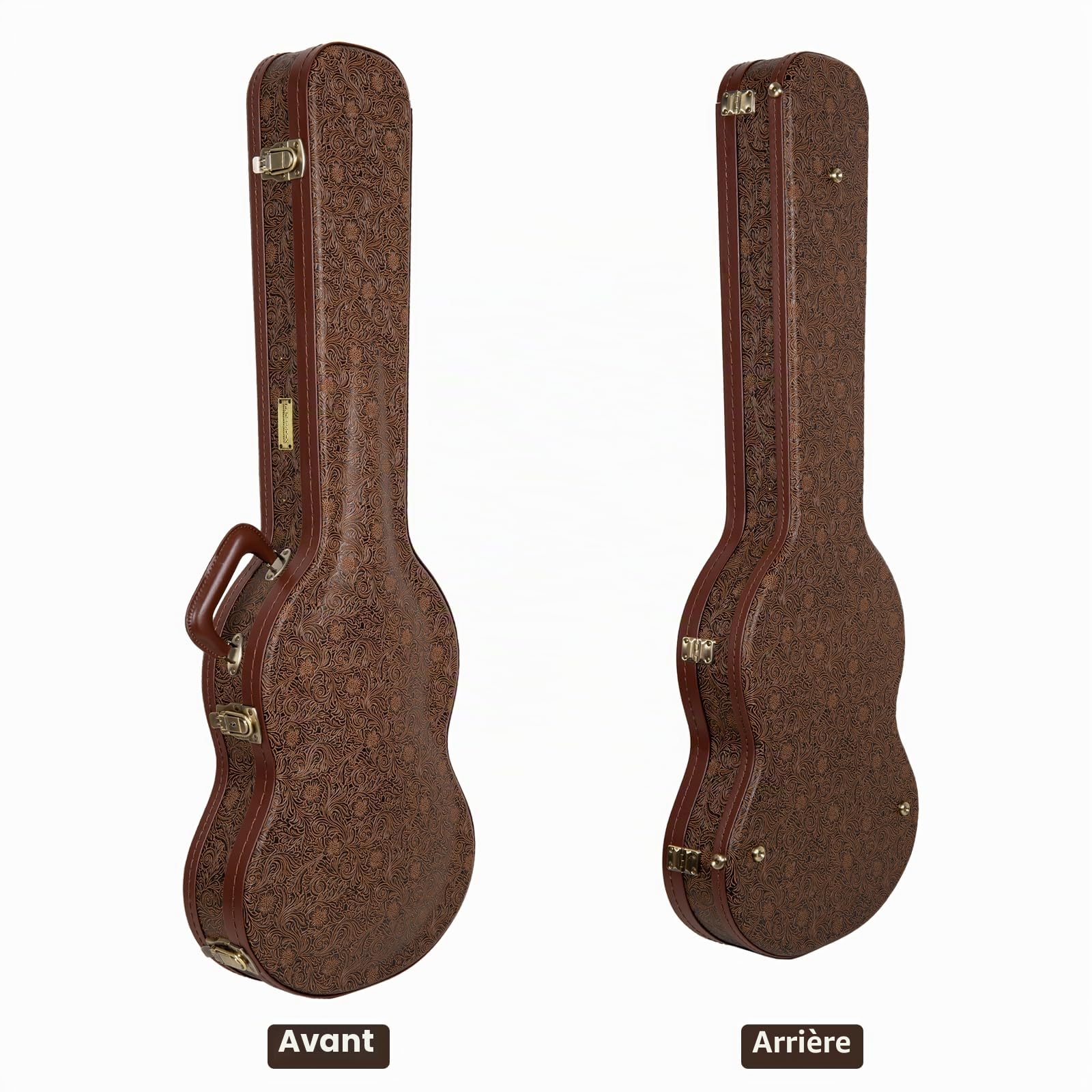 Crossrock étui Rigide en Bois pour Guitare électrique Gibson SG, Similicuir Marron Blossom, intérieur en Velours Bordeaux, Serrure – Série Designer CRW530SGBQ