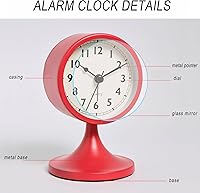 Vista 3 de Lancoon Analog Clock Small Cute Retro Desk Clock Non Ticking Silent Metal Table Alarm Clock for Bedside Bedroom Shelf Living Room Battery Operated