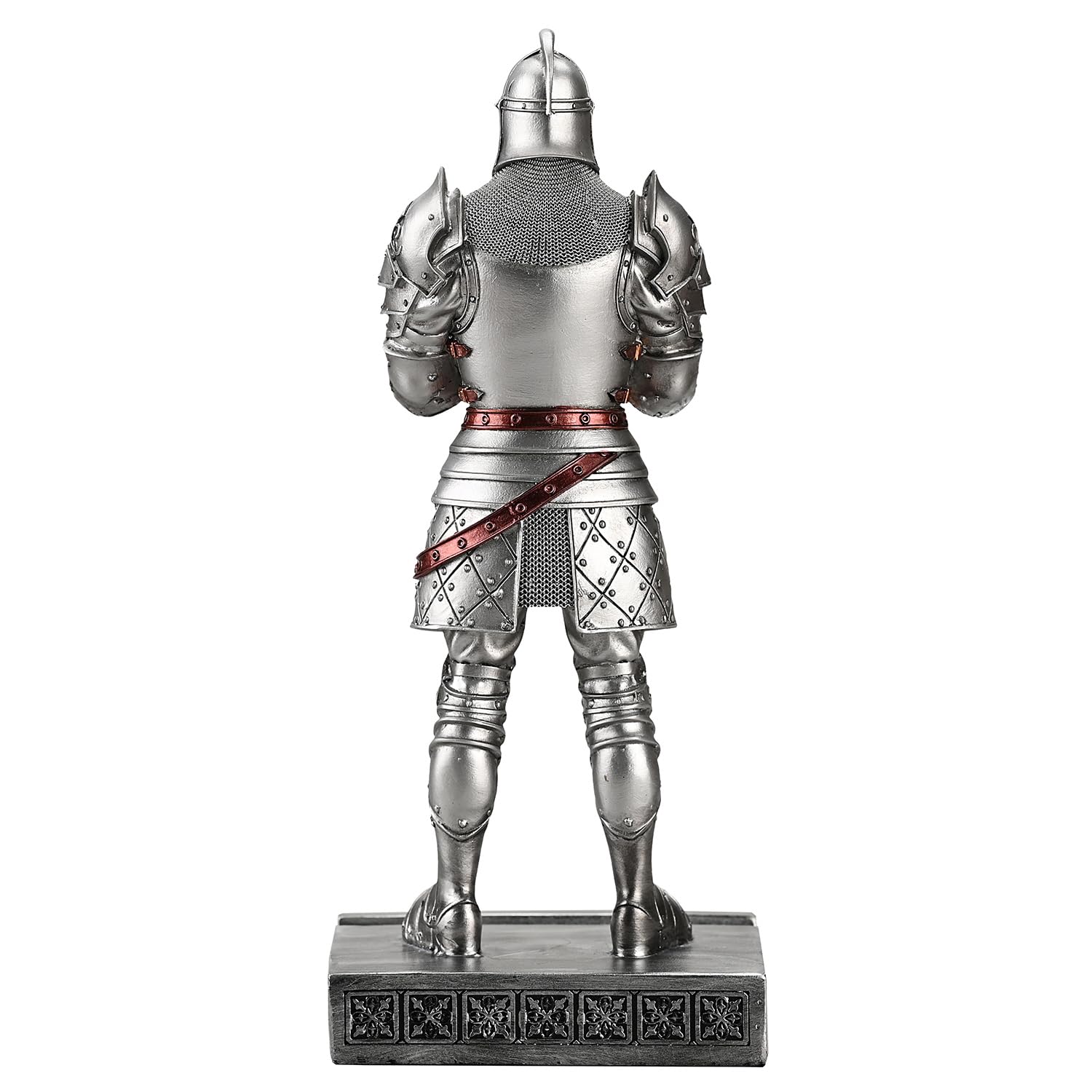 King's Guard, Portacandele in resina a forma di cavaliere in piedi, porta candelabro Warrior, porta penne, per ristorante, altare, tavolo di casa (argento)