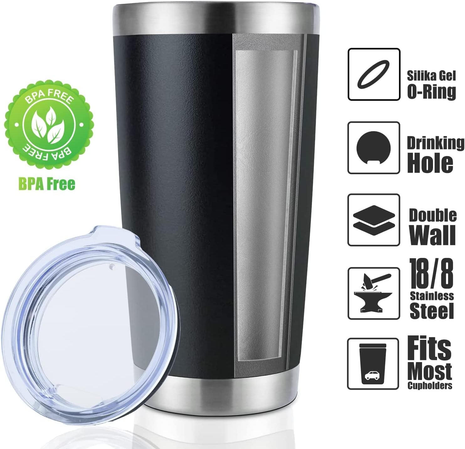 DOMICARE 20oz Stainless Steel Tumbler Bulk with Lid, Double Wall Vacuum Insulated Travel Mug, Powder Coated Coffee Cup (Mix, 12) - Image 2