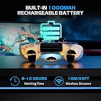 Vista 2 de Wireless Controller for PS4, LED Backlit Controller for PS4/Pr/Slim, 1000mAh Battery, Double Shock 6-Axis Motion Sensor, Built-in Speaker & 3.5mm