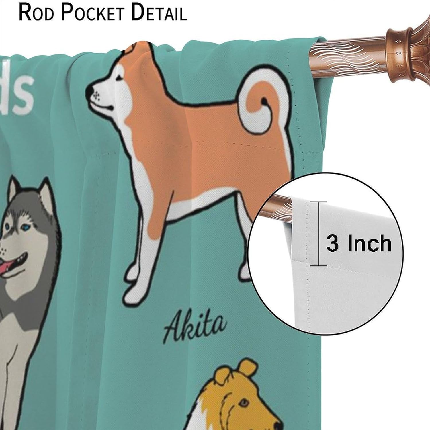 Dog Curtains for Kids Bedroom Decor Cartoon Cute Animals Art Printed Blackout Window Drapes for Living Room Kitchen Decor Fabric Set 2 Panel 42x54 Inch 80% Shading Rate