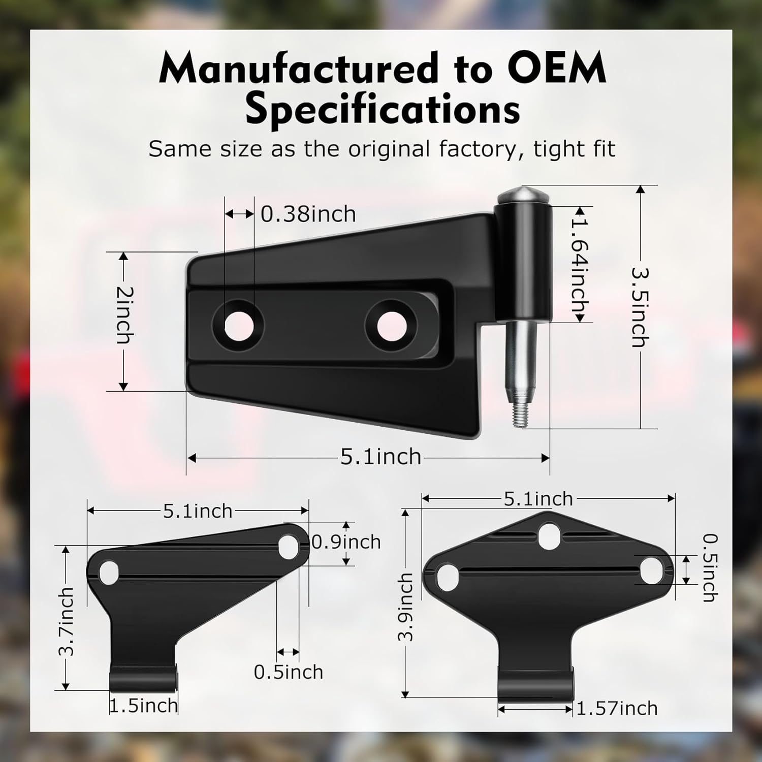 Jeep Wrangler JK 2 Door Hinge Assembly Kits Compatible with 2007-2018 Jeep Wrangler JK JKU Rubicon Unlimited Sahara Inside and Outside (2 Door), Jeep Wrangler JK JKU 2 Door Hinge 8PCS with 18 Bolts