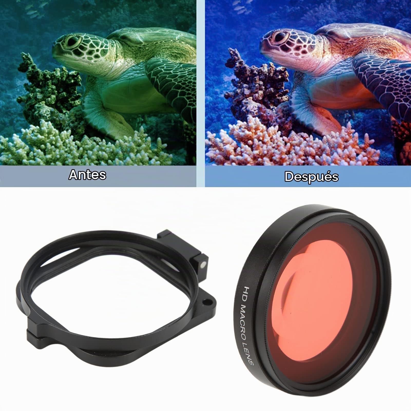 VBESTLIFE Filtro Rojo de 58 Mm, Cámara de Acción 16X Filtro de Buceo de Lente de Primer Plano Macro para Hero 9, para Fotografía Submarina