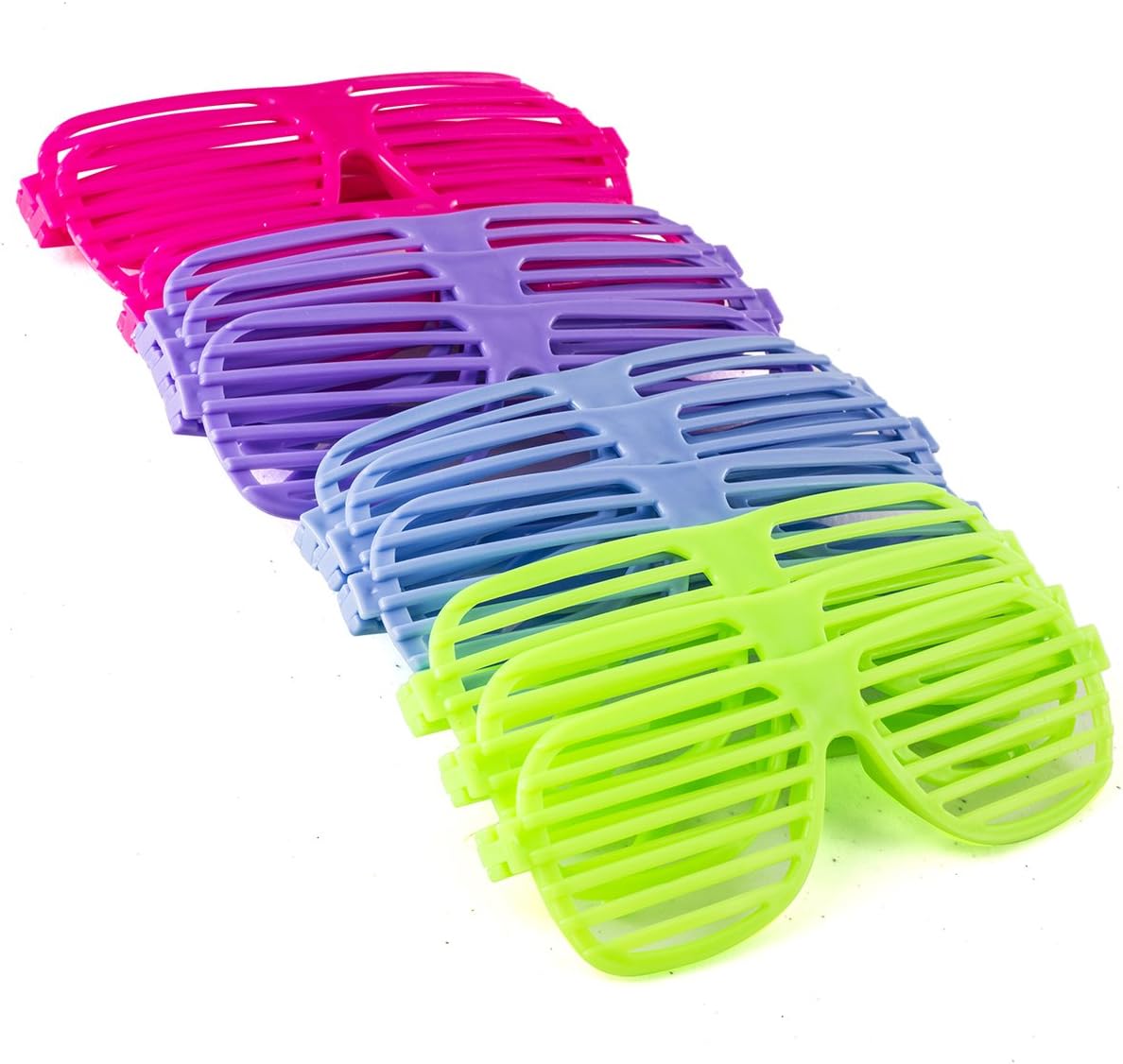Neon Party Favors – 80’s Rockstar Party Accessories – Shutter Glasses – Colorful Fishnet Gloves – 24 Pack by Funny Party Hats