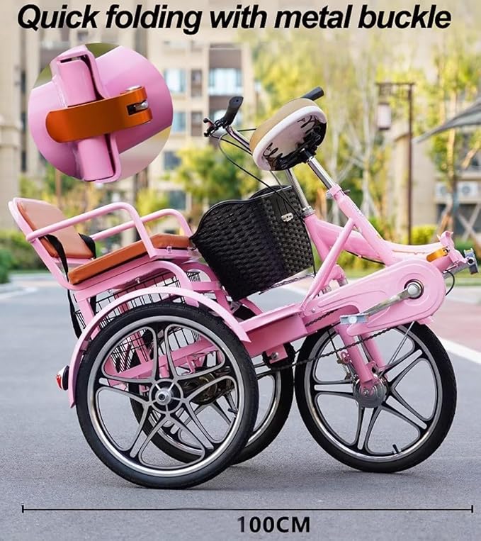 Triciclo Plegable para Adultos con 3 Ruedas y Frenos de Tambor miniatura 3