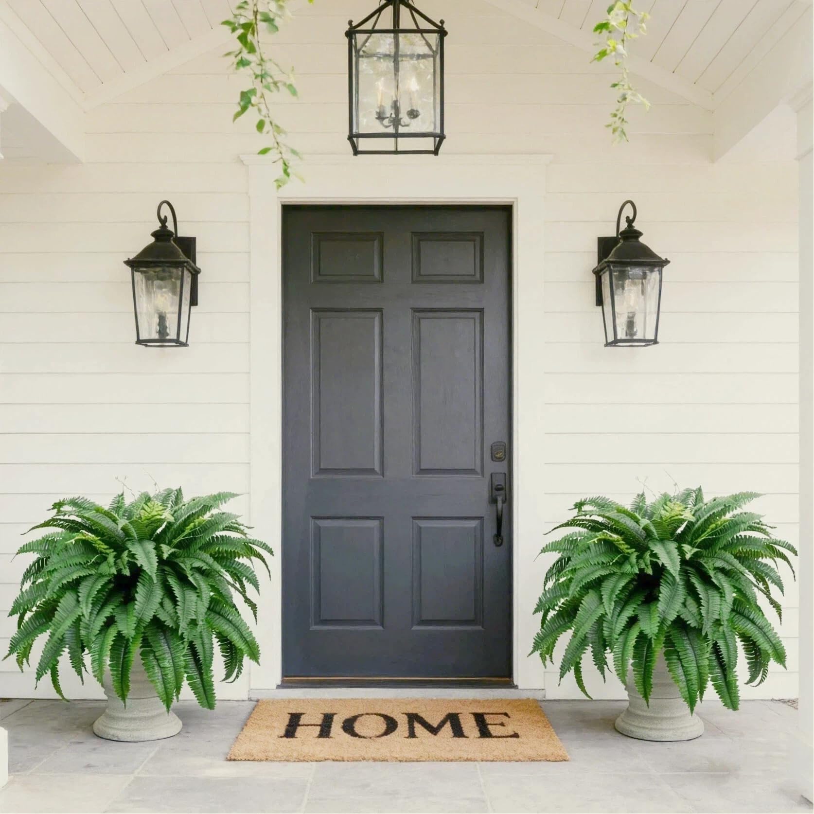 Photo 1 of 2 Pcs 53" Large Artificial Boston Fern For Outdoor,100 Leaves Each Full & Lifelike Fake Fern Plants For Outside,UV Resistant Faux Fern For Hanging Planters, Porch, Patio Poolside Indoor Outdoor Decor