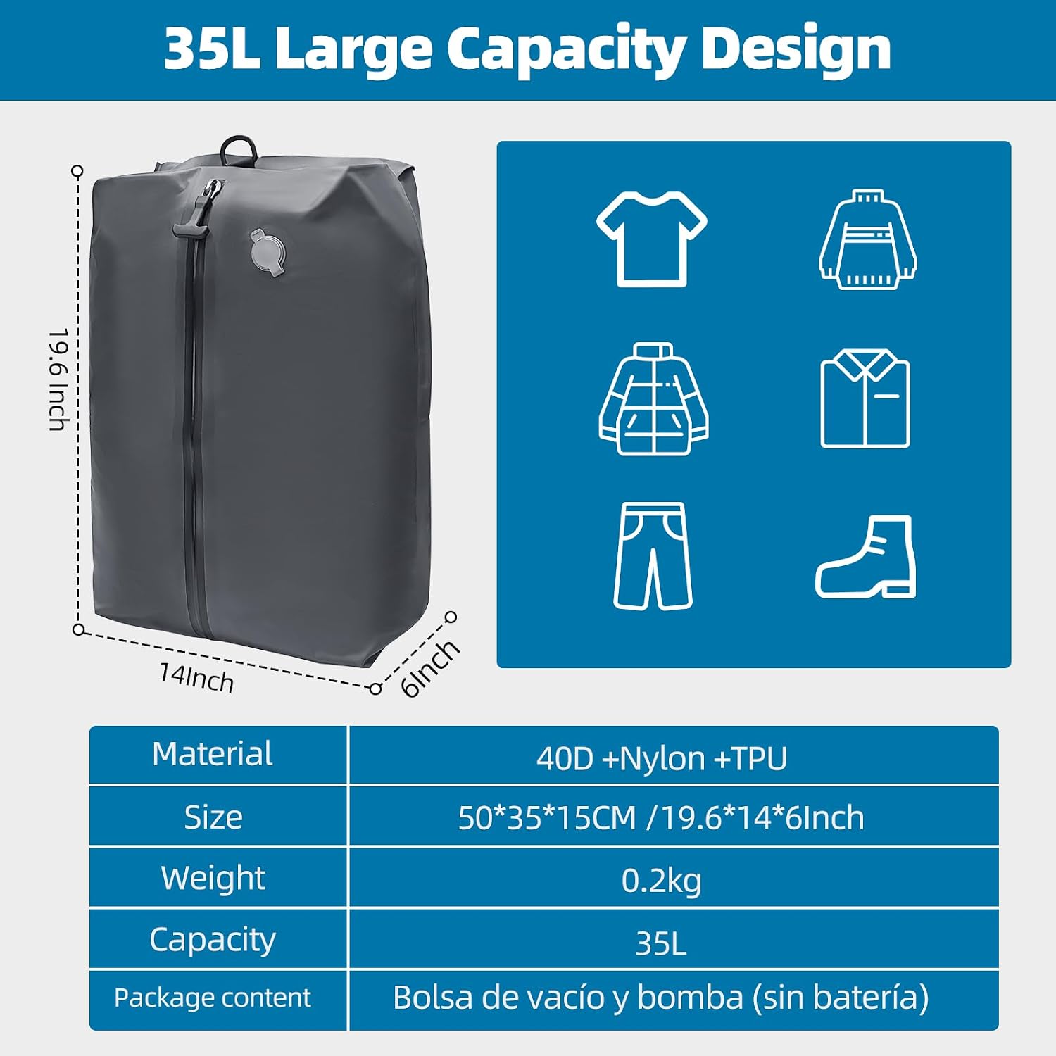 Vacuum Compression Reusable Bags Space-Saving Waterproof Pump image 2