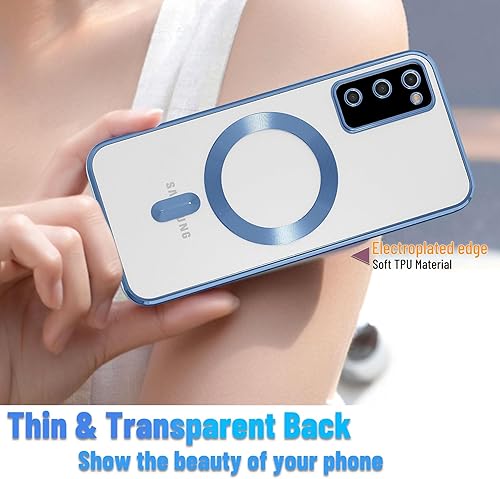 Miniatura 2 de Funda magnética para Samsung Galaxy S20 FE, borde galvanizado, parte trasera transparente, funda protectora delgada con protección de cámara