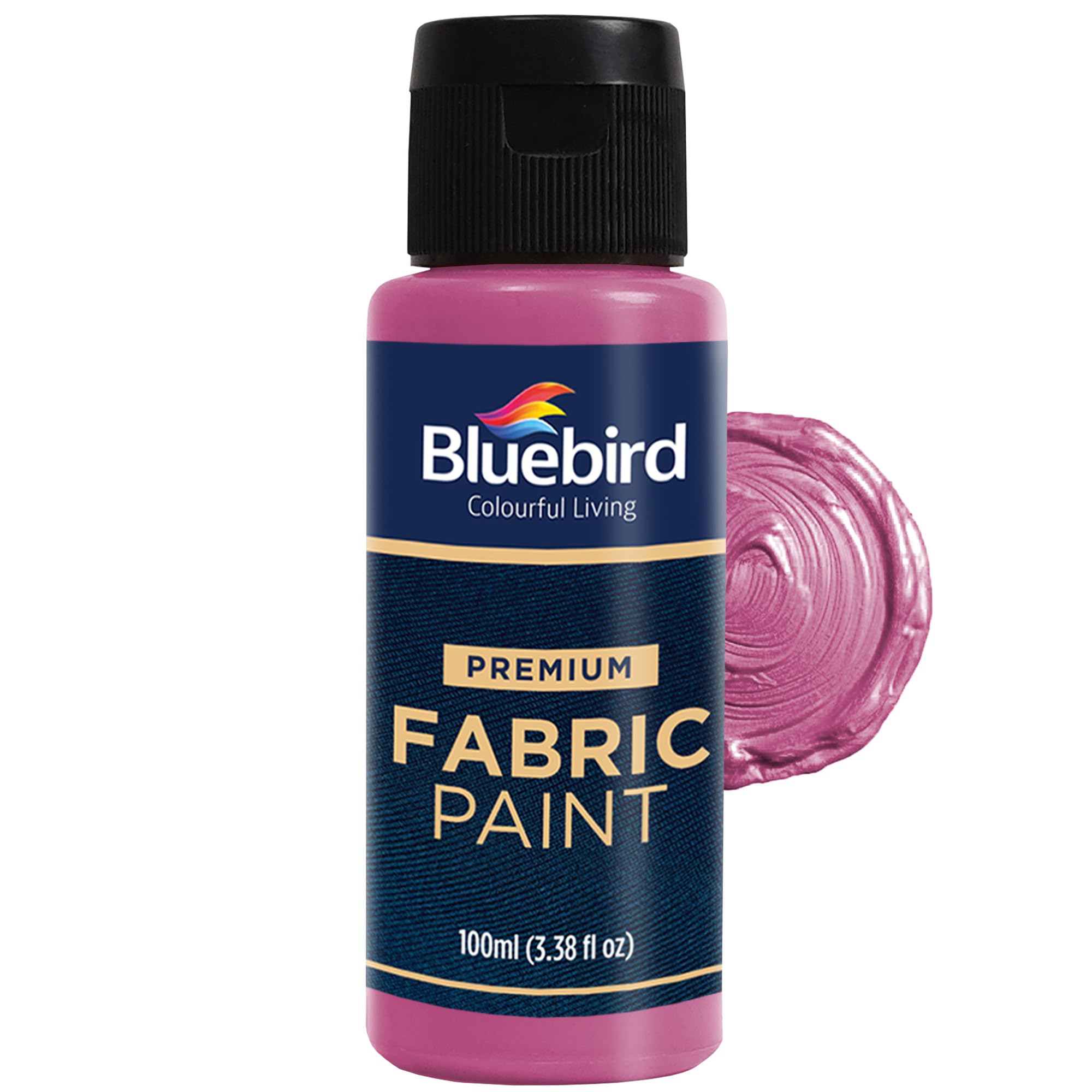 BLUEBIRD Fabric Paint, Cosmic Pink, 3.4 Fl Oz, Permanent Fabric Paints for Clothes, Furniture Upholstery