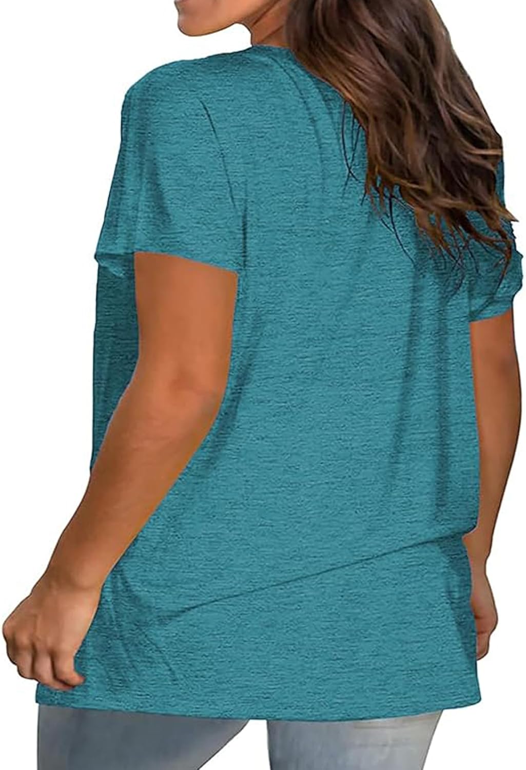 Kancystore Women's Plus Size V Neck T Shirts Short Sleeve Tops Casual Summer Tshirts Loose Fit Tees XL-5X - Image 4