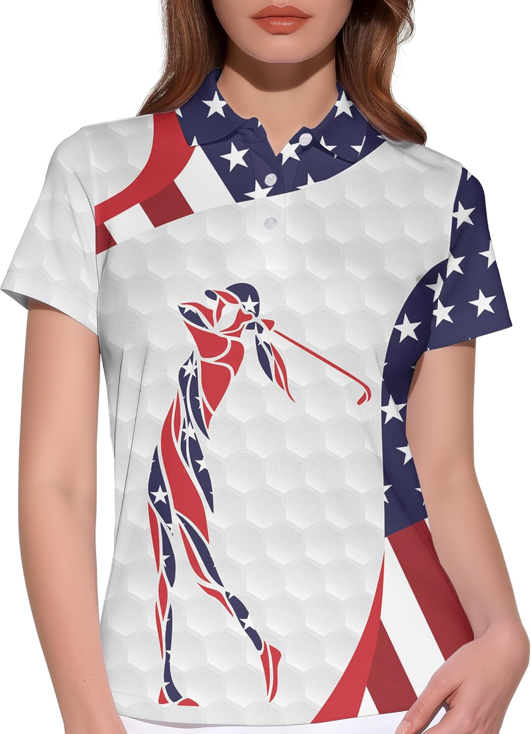 HIVICHI Funny Golf Shirts for Women Print Crazy Cute Novelty Short Sleeve Moisture Wicking Tennis Polo Shirt