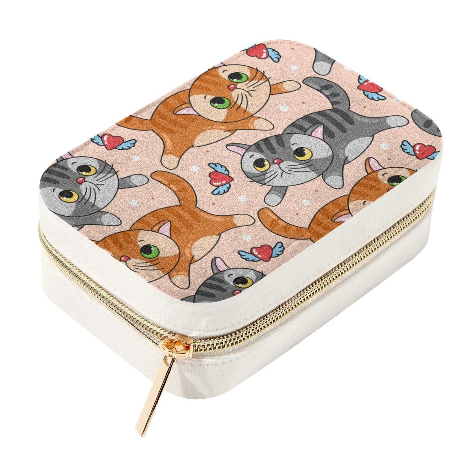 Boîte à bijoux de voyage chat velours orange une idée cadeau originale