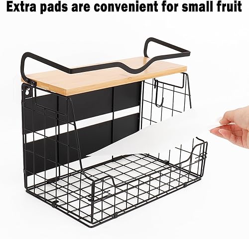 Miniatura 9 de Livabber Cesta organizadora magnética para nevera con estante de madera, contenedor grande de almacenamiento de frutas y verduras, especias y