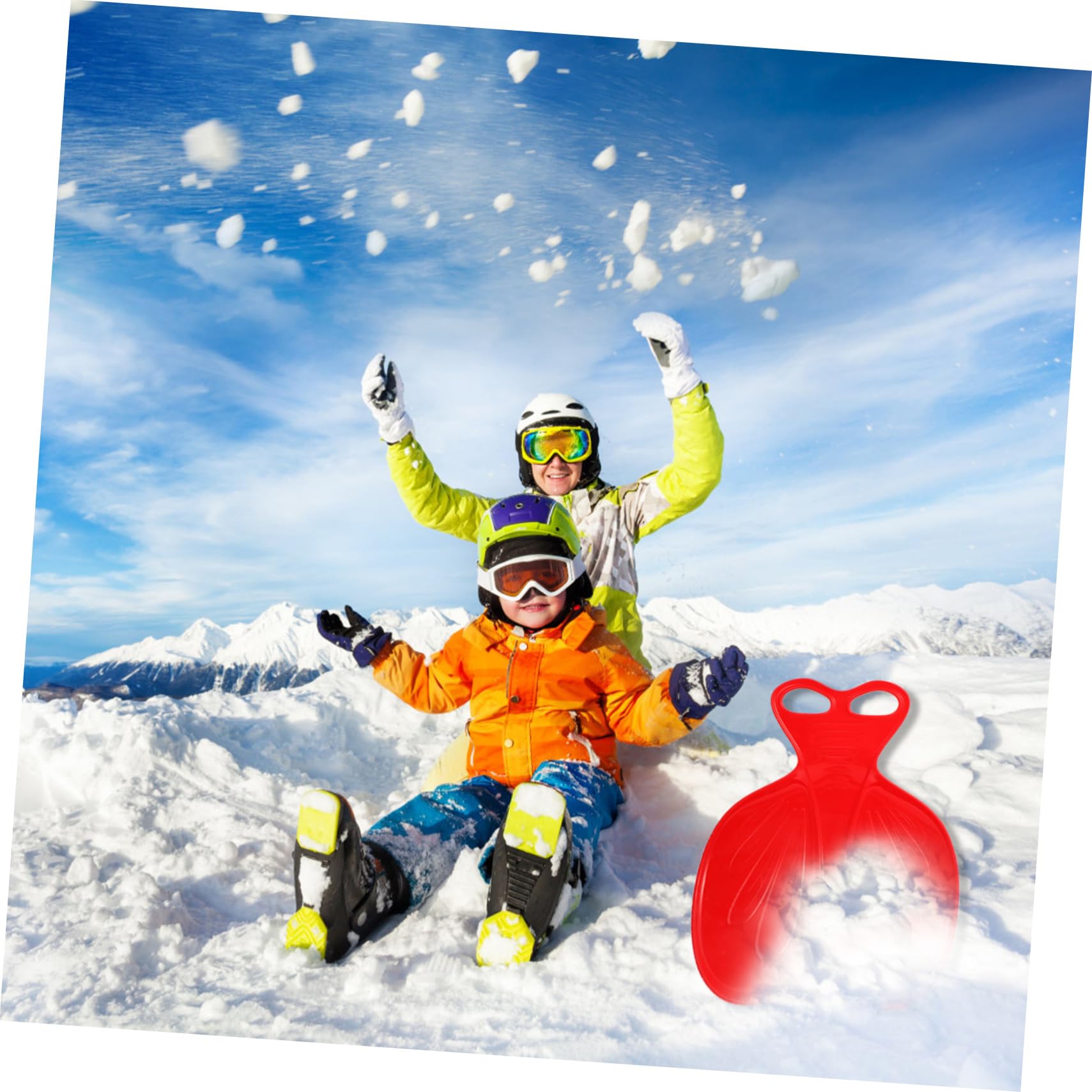 Abaodam Grass Skiing Sled Child Board Bum Slider Seat Ski Sled for Winter Snow Random Color