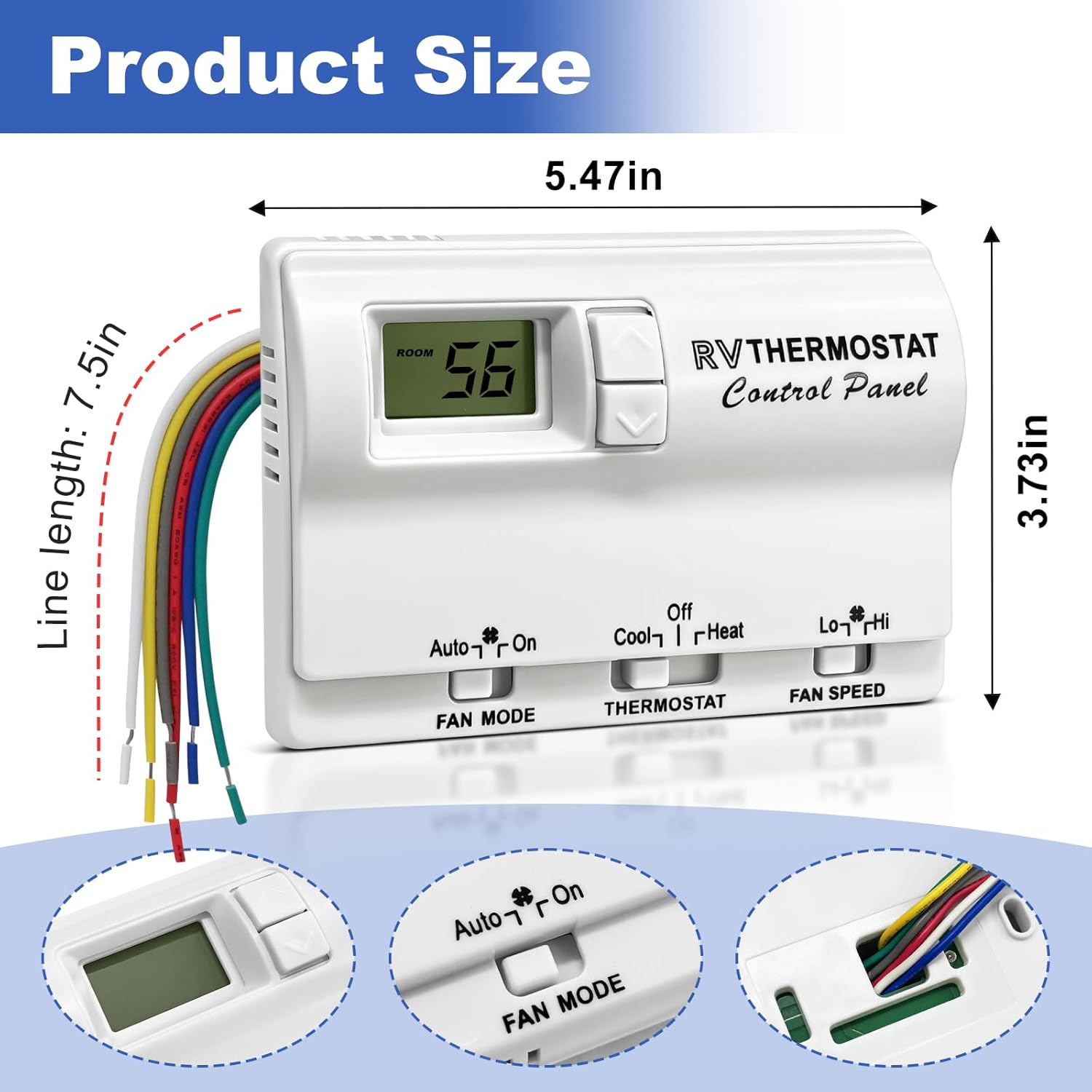 83303862 Digital Thermostat Replacement for RV Camper, Direct Replacement for Coleman Mach 83303362, Compatible with 8330-336 8330-337 8330-338 8330-339 8330-368 8330-386 Heat/Cool T-Stat