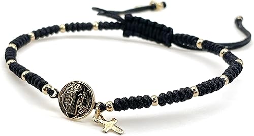 Miniatura 2 de Medalla San Benito Pulsera Ajustable Cuerda Roja San Benito