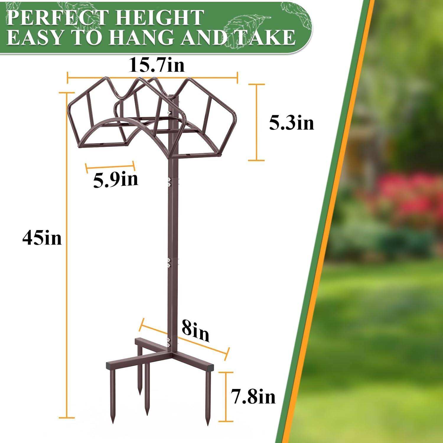 Qatsrin Super Stable Garden Hose Holder, Detachable Water Hose Holders, Hose Storage Stand Holds 150-Feet Hose, Free Standing Water Hose Holders for Outside Yard Lawn (Bronze)