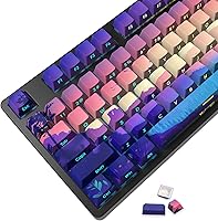 Vista 1 de JSJT Teclas PBT - Tecla translúcida con impresión lateral, estilo multicolor con brillo personalizado, juego de 124 teclas de perfil Cherry