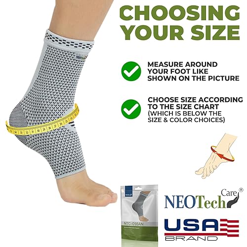 Miniatura 2 de NeoTech Care Tobillera - Transpirable - Hombres, Mujeres, Derecha o Izquierda (Gris, Talla L, 1 unidad)