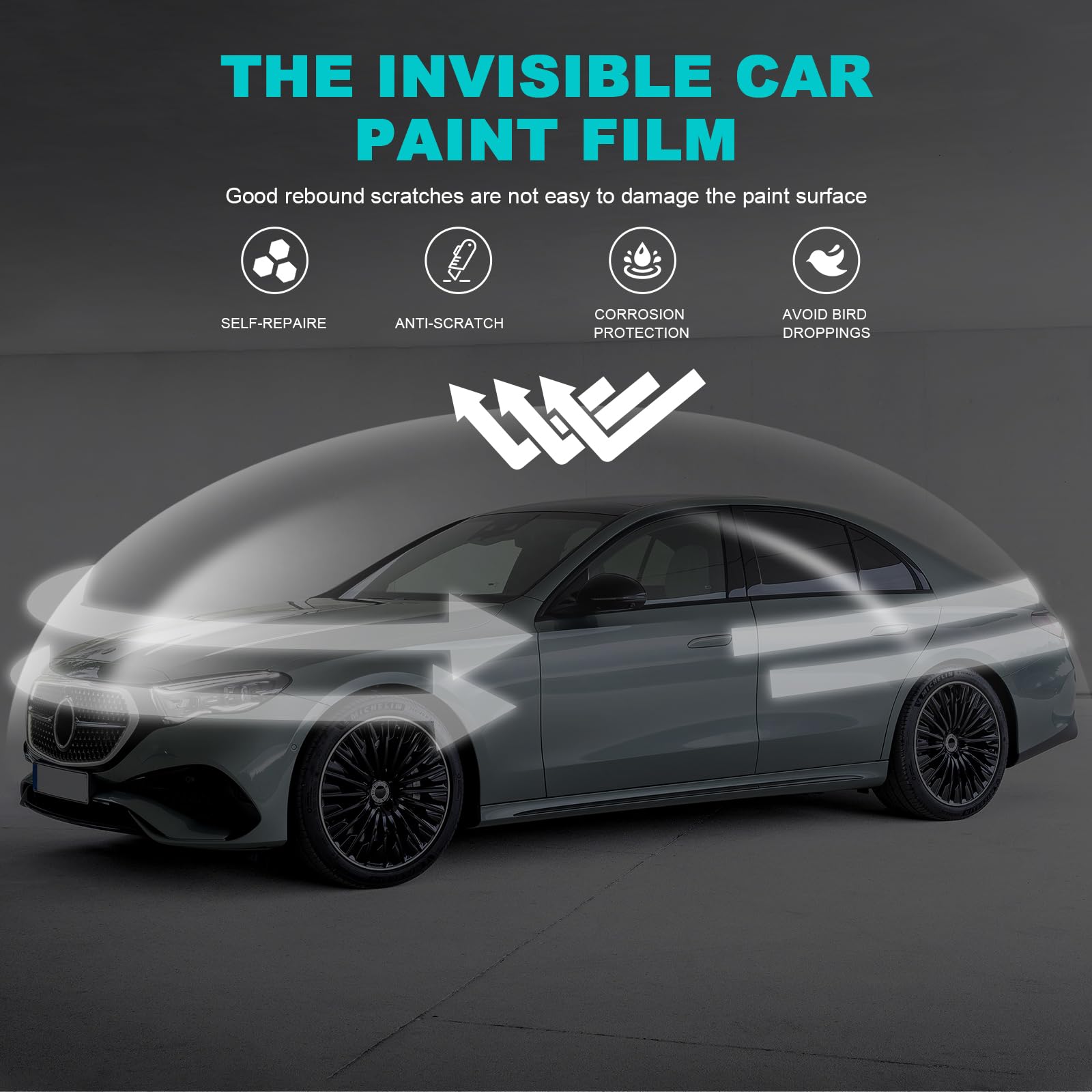 für Mercedes-Benz E-Klasse W214 2024 2025 Auto-Lackschutzfolie Vorgeschnitten TPU Transparent Selbstklebend Regenfest Wasserdicht HD Kratzfest zubehör