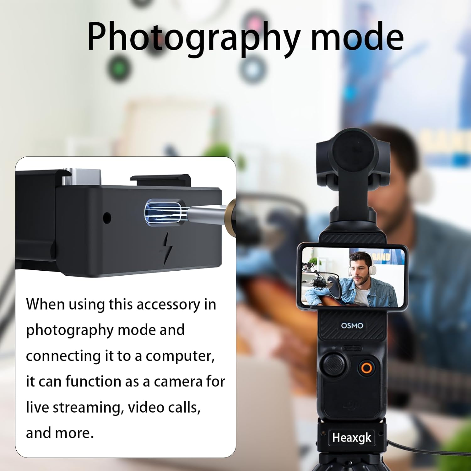 Quick Release Mini Tripod Kit for DJI Osmo Pocket 3, Type-C Full-Function Port Charging Adapter Base for Pocket 3 Accessories with 1/4 Screw Hole for Tripods