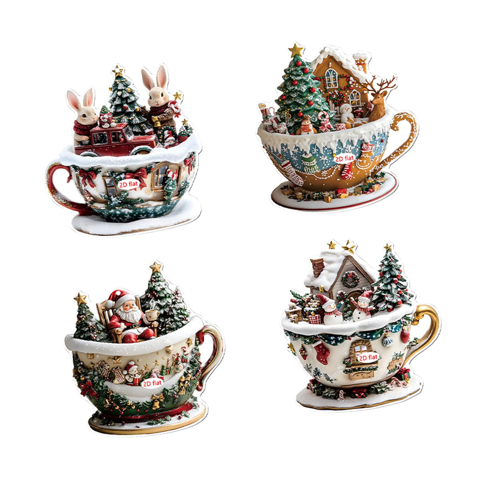carotoe 4PCS Acrylic Christmas Ornaments Shatterproof Hanging Decorations with Assorted Designs for Festival Tree Holiday Hanging Ornaments