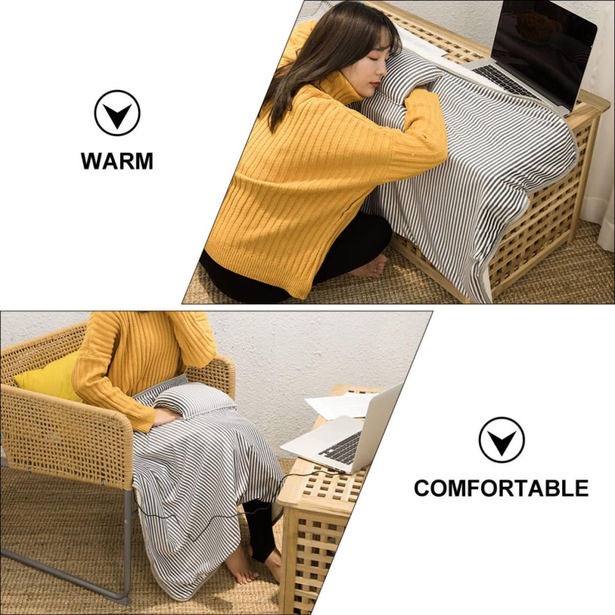 Toyvian Manta Eléctrica Portátil de Franela para Oficina y Hogar Calefacción USB 5v 10w Adecuado para Fiesta Verano y Manta Corporal de Oficina