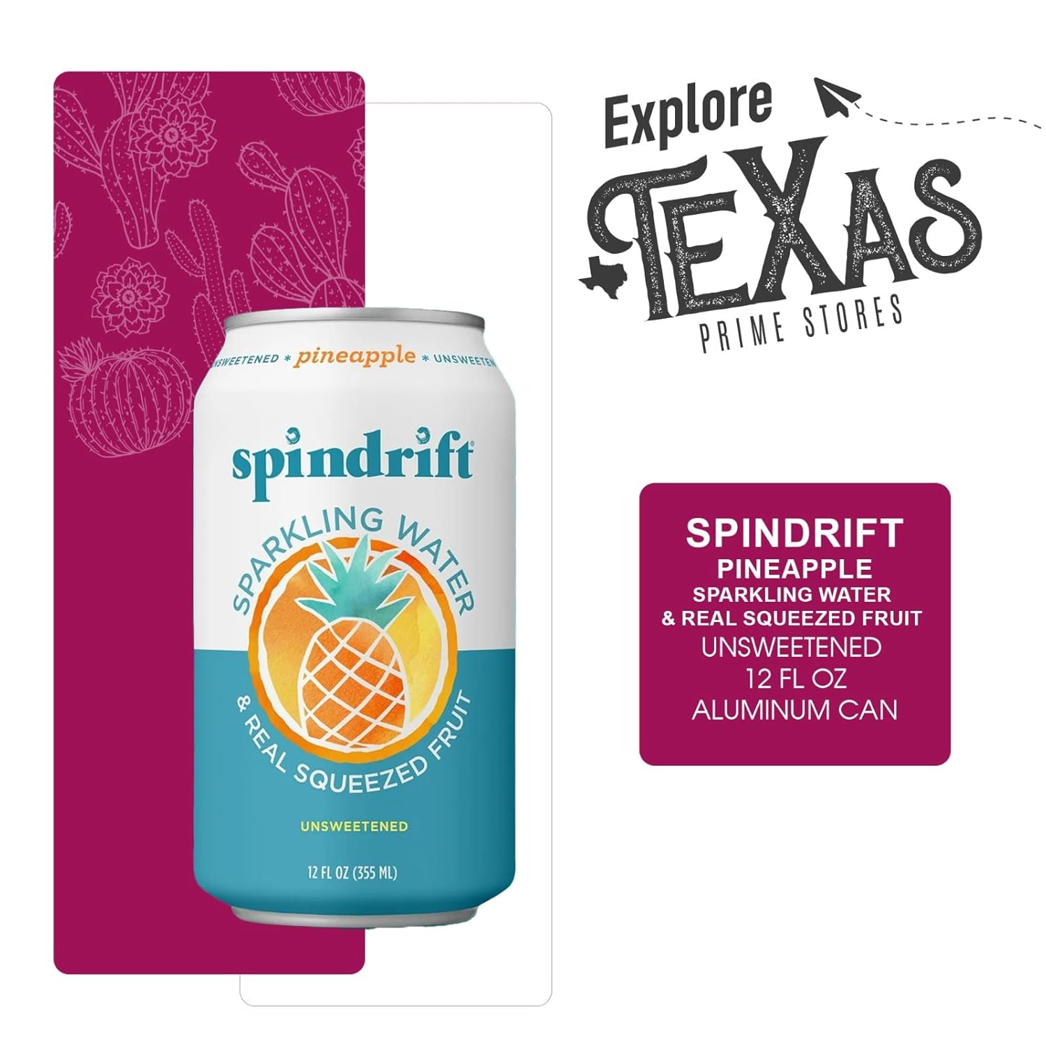 Spindrift 20- Pack of Pineapple Sparkling Water & Real Squeezed Fruit 12 fl oz Can