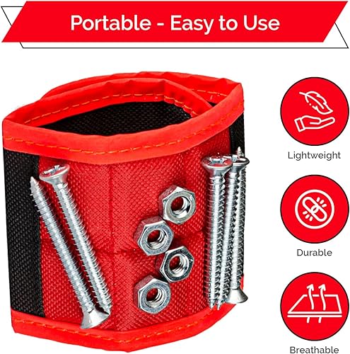Miniatura 5 de Brazalete magnético para sostener herramientas, tornillos, clavos, pernos y brocas, de BYKES Regalo único.