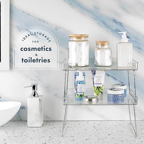 Miniatura 5 de Masirs Estante apilable transparente, organiza fácilmente tu encimera de cocina y estantes de gabinete mientras crea espacio de almacenamiento